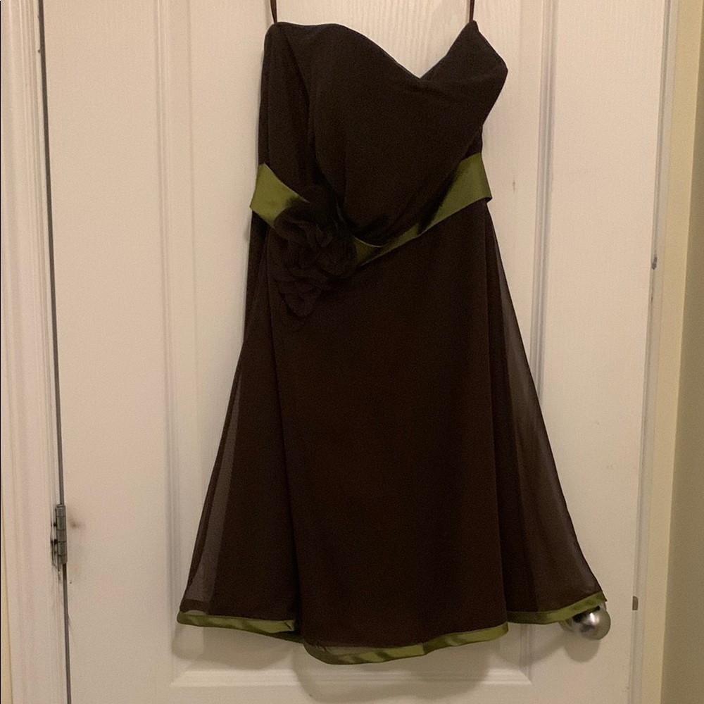 Brown and Green Dress with Sweetheart Neckline for Cocktail/Bridesmaid/Formal